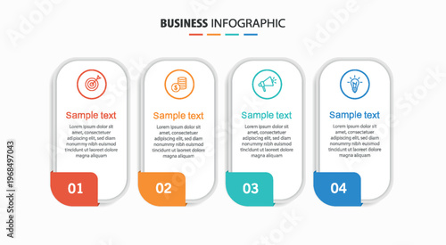Business infographic design template with 4 options, steps or processes	