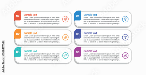 Business infographic design template with icons and 6 options or steps	
