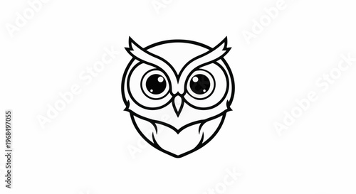 Cartoon owl with large round eyes and ear tufts