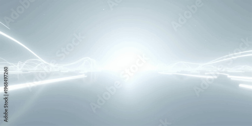 Abstract blue background with lines blending into a beautiful summer sky of white clouds and sunlight over the ocean horizon