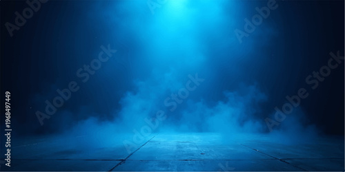 A dramatic abstract cloudscape reveals a dark night sky where moonlight pierces through blue storm clouds and white fog textures like a heavenly light in the dark nature