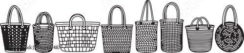 Various handbag designs showcasing different styles and materials Vector