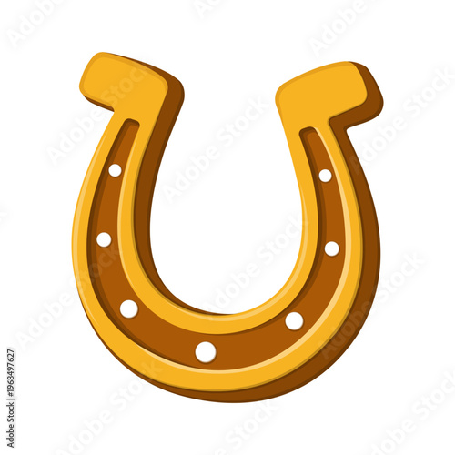Cartoon Golden Horseshoe Icon Vector Illustration