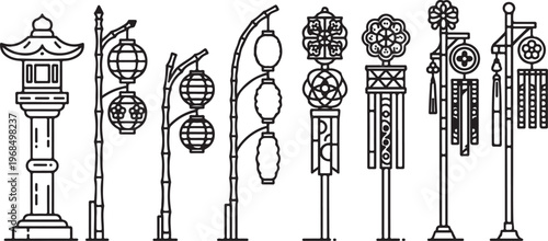 Collection of various vintage and antique door knobs and handles Vector