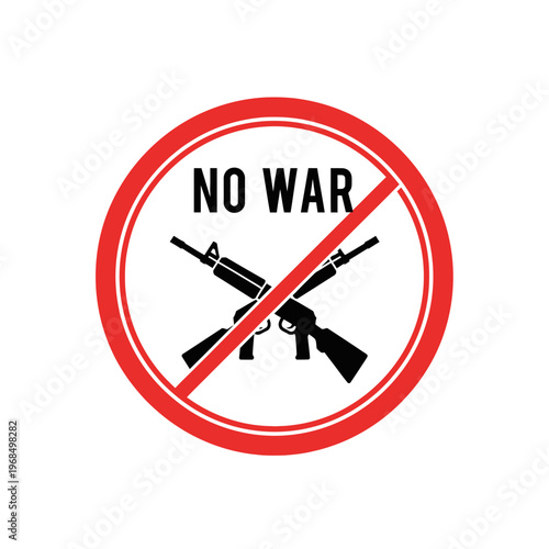 No War Sign with Crossed Rifles, Peace Symbol, Stop Conflict