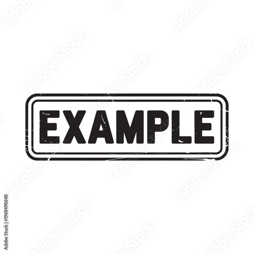 A rectangular stamp displaying the word example in bold black lettering