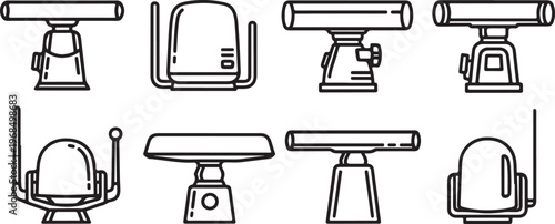 Simple line drawings of various vehicles and modes of transport Vector