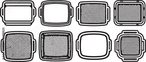 Various shapes and sizes of rectangular and square metal wire mesh panels Vector