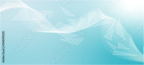 Network connection. Abstract mesh, molecular plexus line and cyberspace. origami bird vector illustration