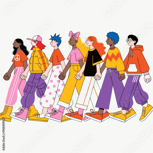 Diverse People Holding Hands – Peace and Togetherness Vector Design