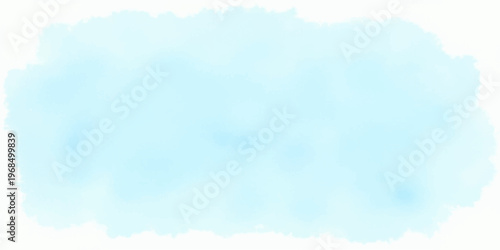 Beautiful abstract blue watercolor background featuring a bright summer sky with soft white clouds and a sunny nature texture