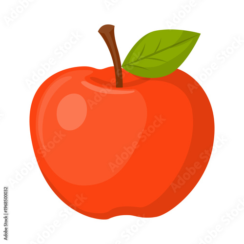 Cartoon Cute Fresh Red Apple Fruit Vector Illustration