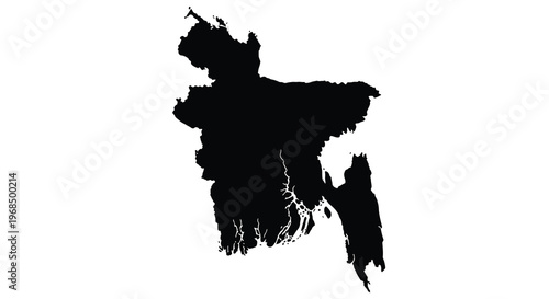 A stark black silhouette of bangladesh s landmass geographically defined silhouette