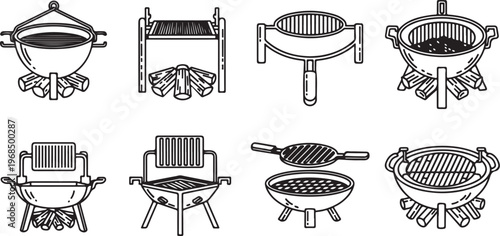 Assorted vintage chairs with woven cane seats and backs Vector