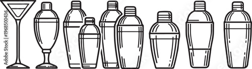 A progression of wine glasses with different shapes and sizes Vector