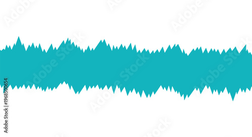 Abstract teal waveform or jagged sound wave pattern representing digital audio data or frequency fluctuations in a modern minimalist graphic style.
