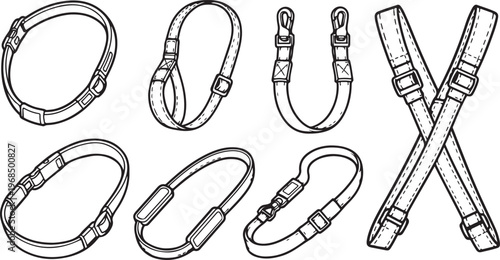 Various types of keys and keyholes illustrated in detailed line drawings Vector