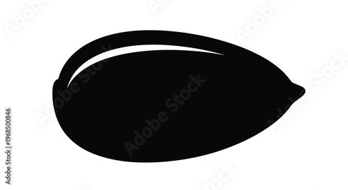 A black silhouette of a single pistachio nut simple and organic silhouette