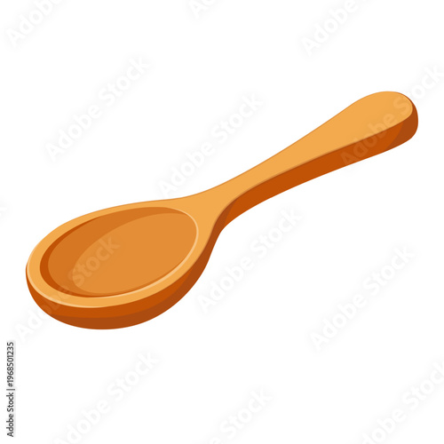 Cute Cartoon Wooden Cooking Spoon Vector Illustration
