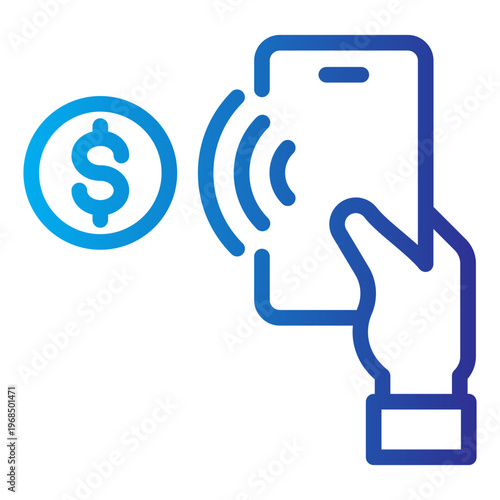 Schilderij op canvas Mobile Money Transfer Gradient Line Icon