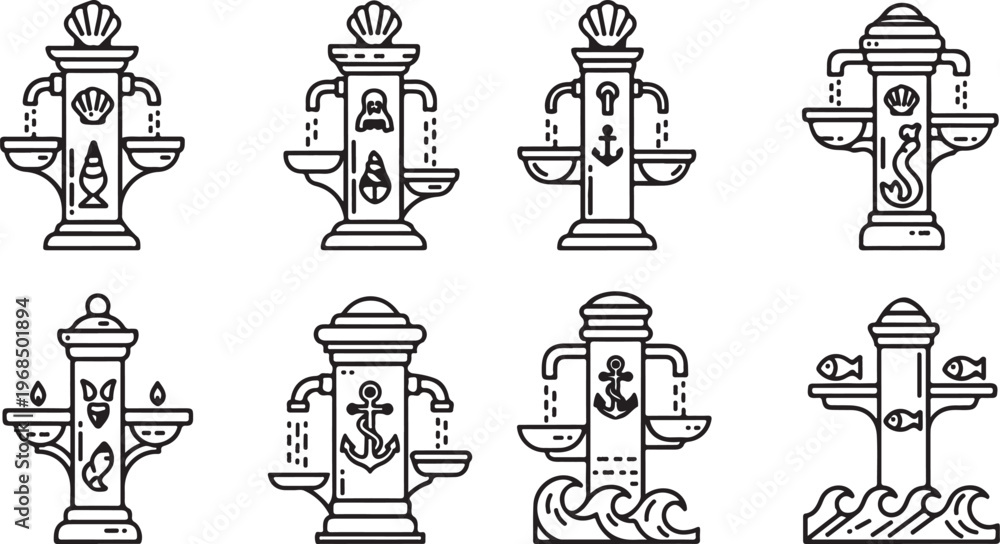 Fototapeta premium Illustrations of various ornate antique hourglass designs Vector