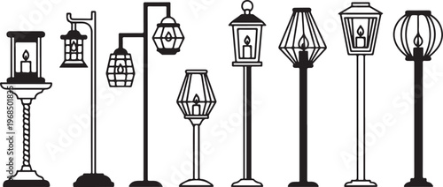 Variations of vintage lamp designs from classic to elegant styles Vector