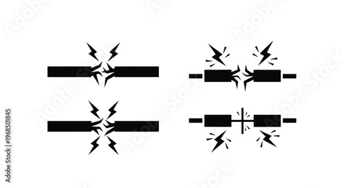 Broken lines with jagged sparks a dramatic visual representation silhouette