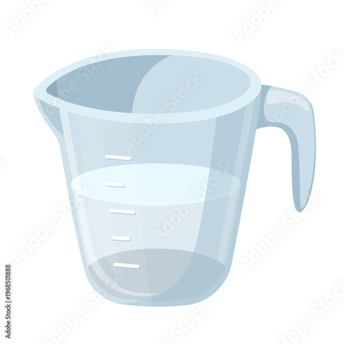 Cute Cartoon Transparent Measuring Cup Vector Illustration