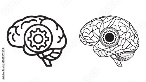 Human brain gears illustration representing cognitive processing artificial intelligence and neurological problem solving concepts