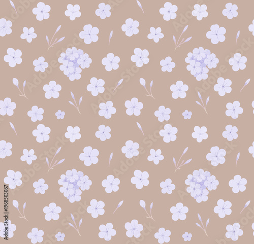 Small Purple Flowers Seamless Pattern Soft Beige
