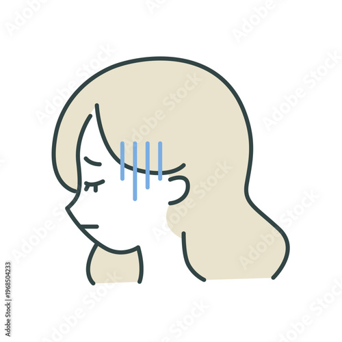 顔色が悪い女性の体調不良アイコン（倦怠感）