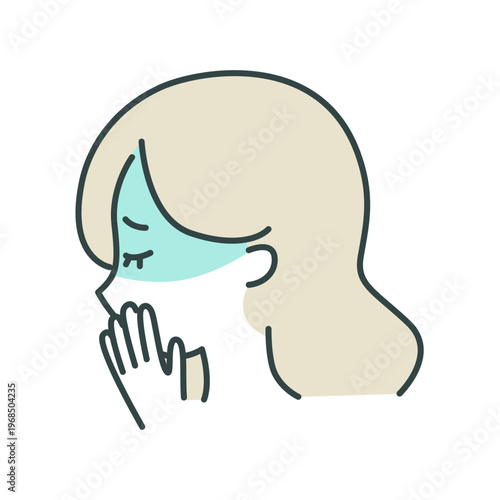 吐き気を感じる女性のアイコン