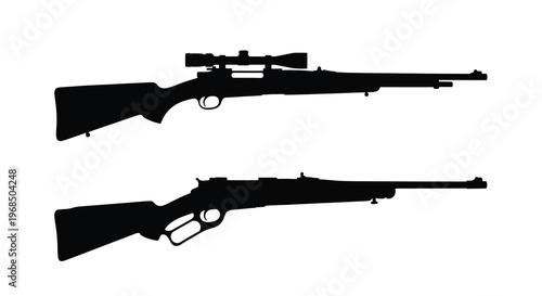 Two rifles depicted in black a detailed weapon illustration silhouette