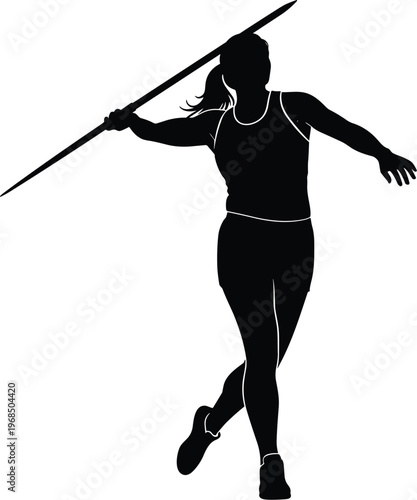 Athlete silhouette vector, javelin throw sports design, dynamic motion artwork, track and field illustration, competitive game graphic, Olympic sports concept