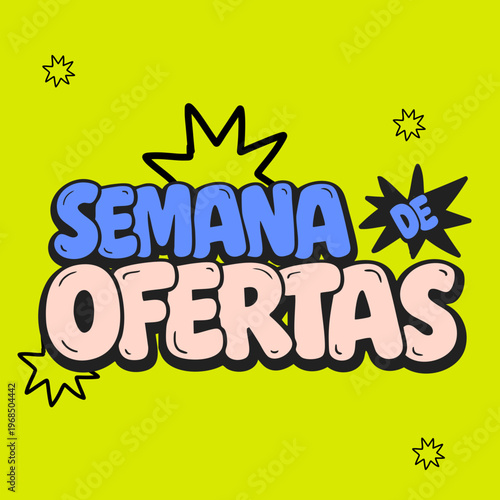 Lettering Semana de Ofertas em Estilo Promocional Tipografia de Marketing em Vetor