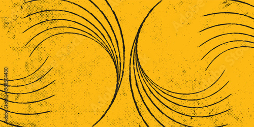 Background Line grunge spin radial black on yellow color. Pattern texture design technology