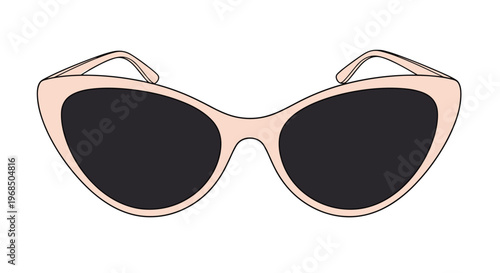 Stylish cat-eye sunglasses with soft pink frames and dark lenses are illustrated in a sleek and modern fashion accessory graphic design.