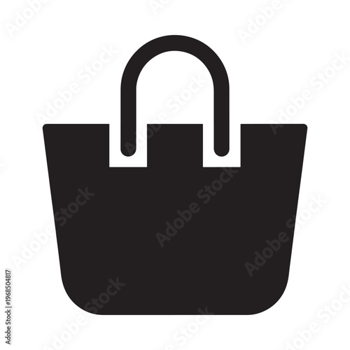 Simple black silhouette of a shopping bag with a single handle