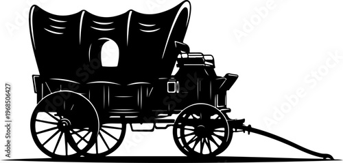 Cowboy wagon silhouette vector illustration