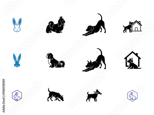 Collection of Dog and Rabbit Silhouettes and dog silhouette dog rabbit pet