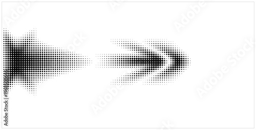 Set of halftone dots gradient pattern texture isolated on white background. Straight dotted spots using halftone circle dot raster texture.