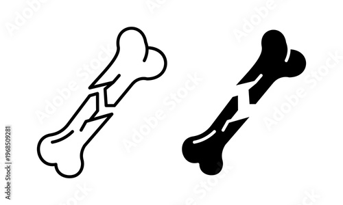 Broken Bone Medical Icon Outline and Glyph Set Illustrates Fracture Injury