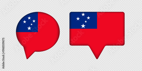 Flag of Samoa in speech bubble.