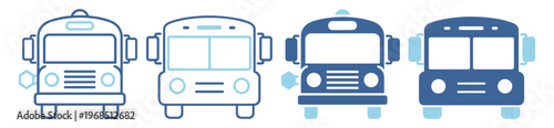 Bus vehicle delivery travel school line icon on transparent background