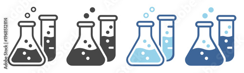 Flask education study outline laboratory icon on transparent background