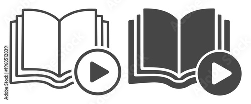 Book education play read outline icon on transparent background