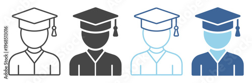 Graduate education study school solid icon on transparent background