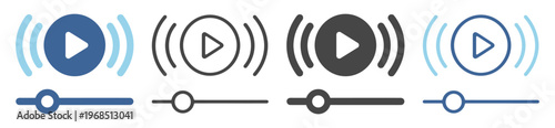 Media button play music technology icon on transparent background