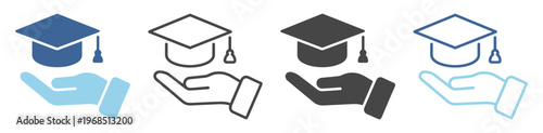 Graduation education study school line icon on transparent background