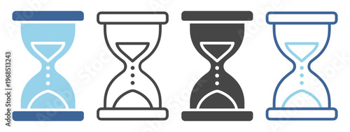 Hourglass symbol line time clock icon on transparent background
